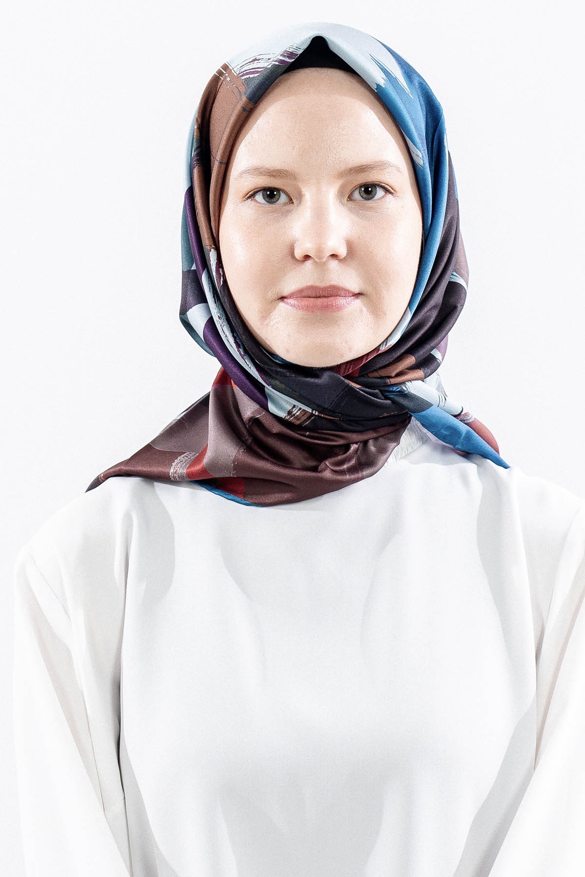 Dg14819 Polyester Eşarp Cizgi - Petrol - 1
