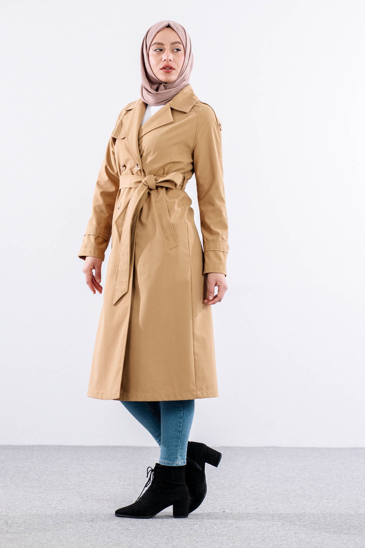 E-1530 Trençkot 38-48 - Camel - 5