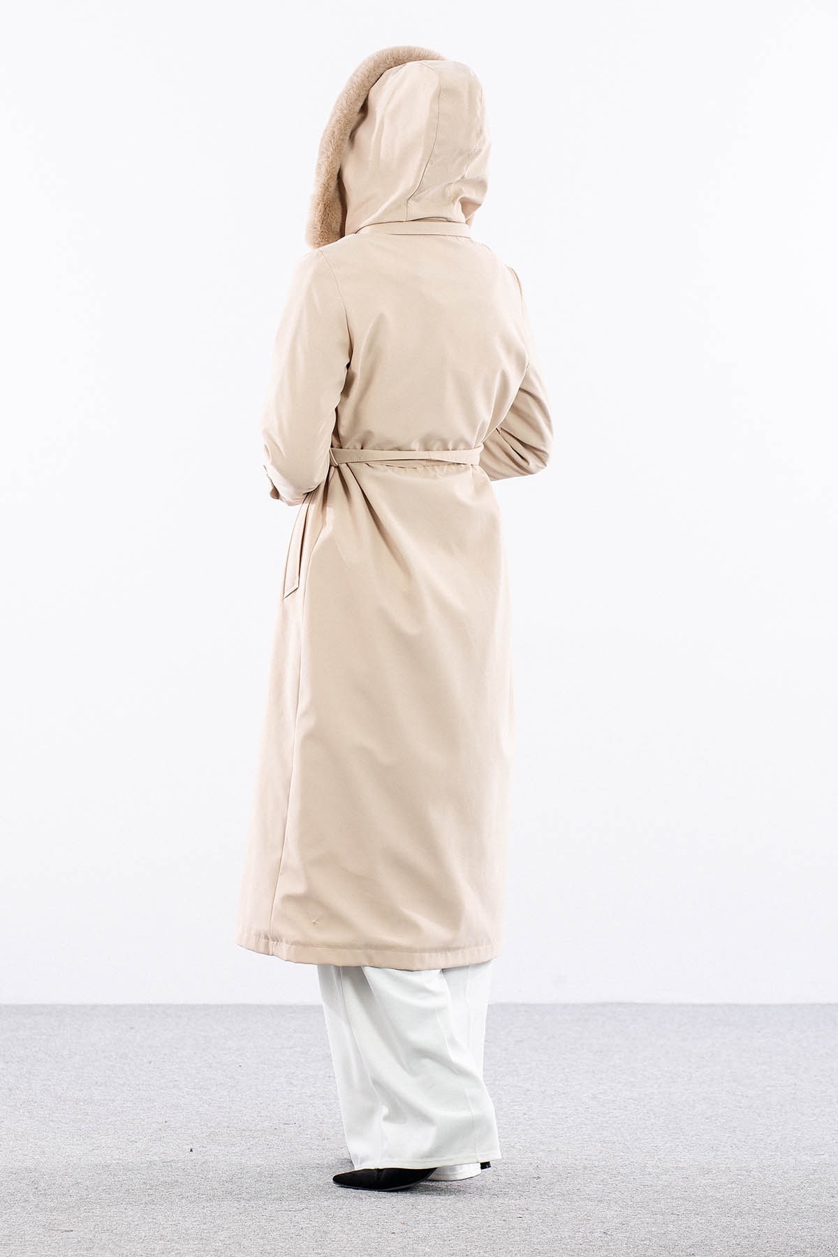 F1580 Parka 38-48 Kurklu Kapson - Bej - 5