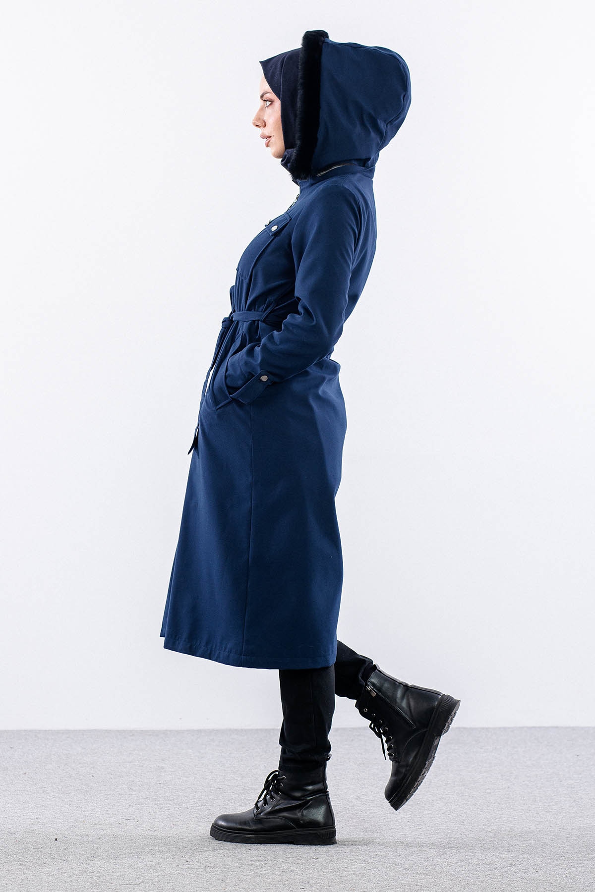 F1580 Parka 38-48 Kurklu Kapson - Lacivert - 4