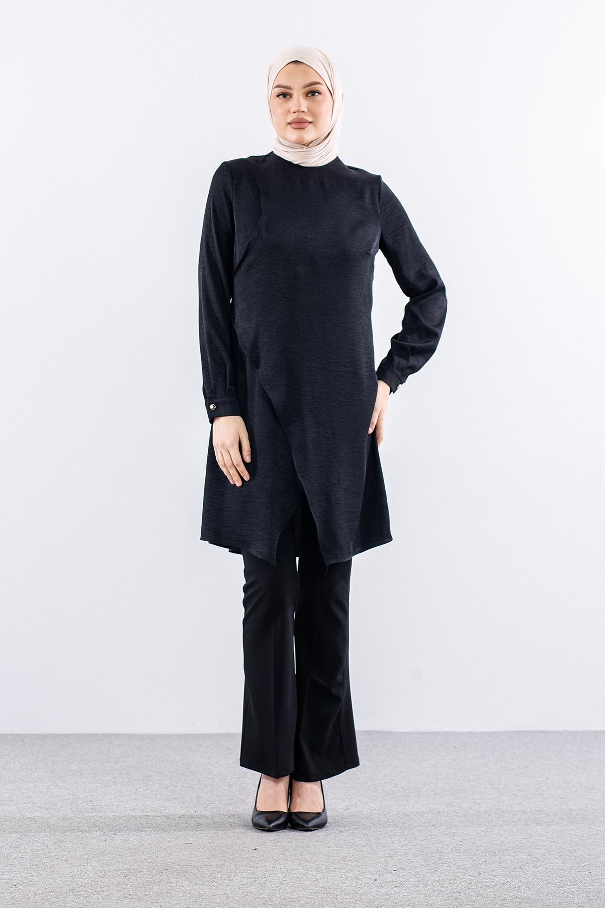 G-1641 Tunik 38-48 Ozel Tasarim - Siyah - 1