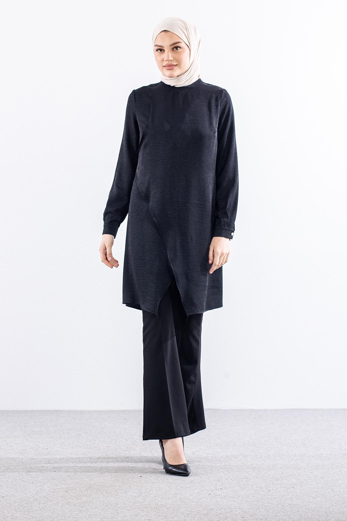 G-1641 Tunik 38-48 Ozel Tasarim - Siyah - 2