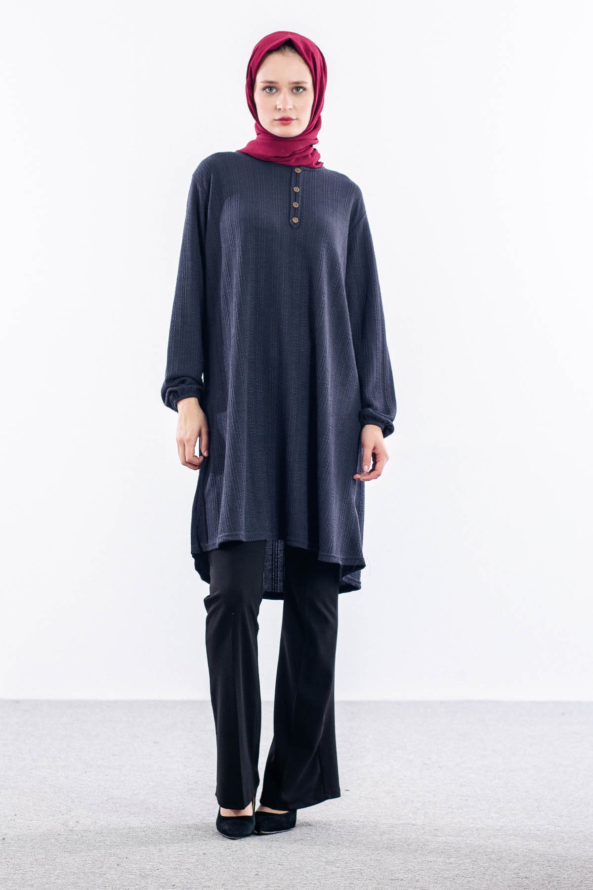 Merve Burgu Tunik 48-50-52 Dugme - Antrasit - 1