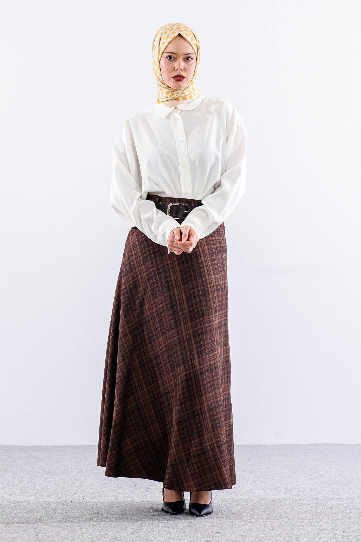 Mevlana Etek 38-48 Ekose Gramaj - K_kahve - 1