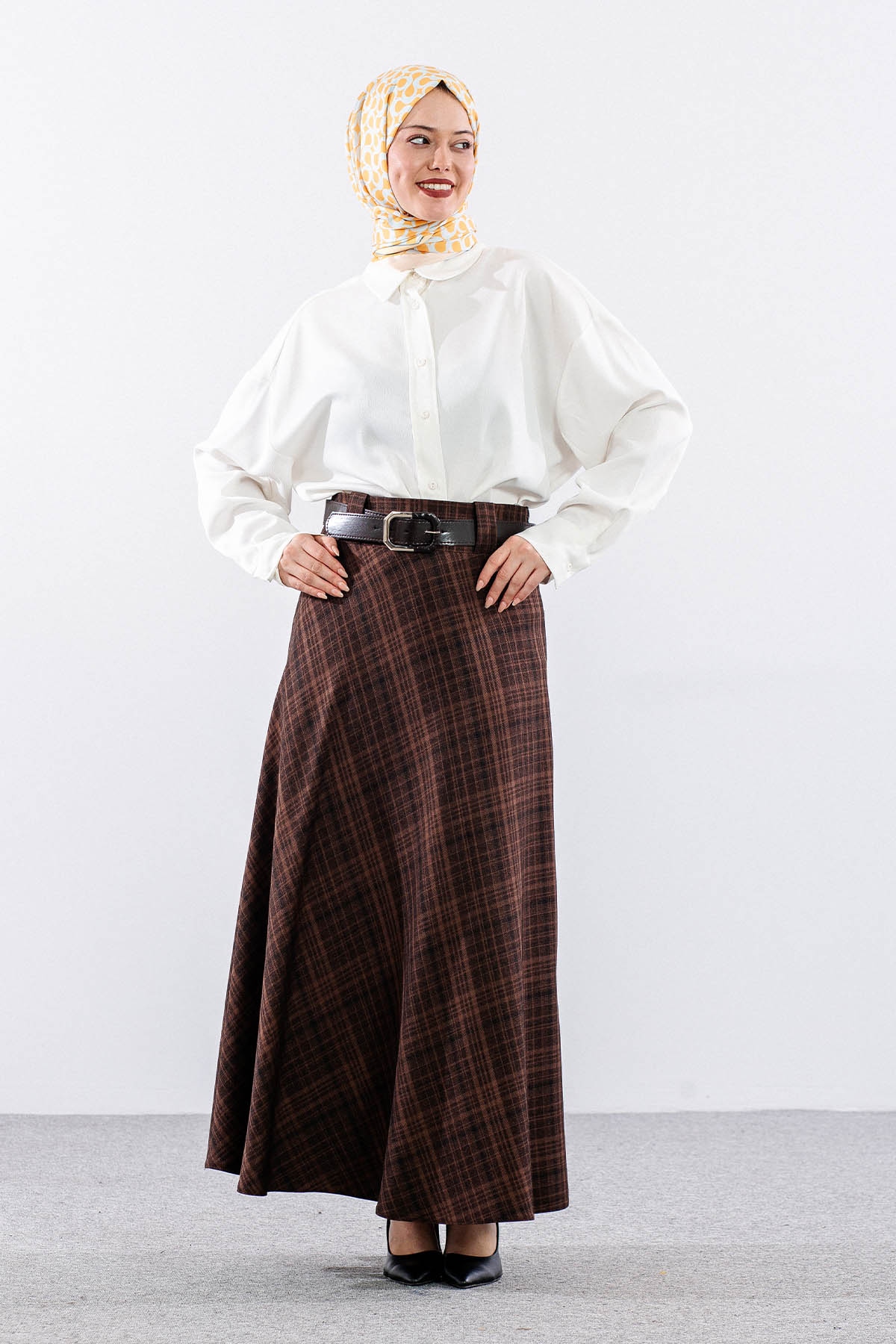 Mevlana Etek 38-48 Ekose Gramaj - K_kahve - 2