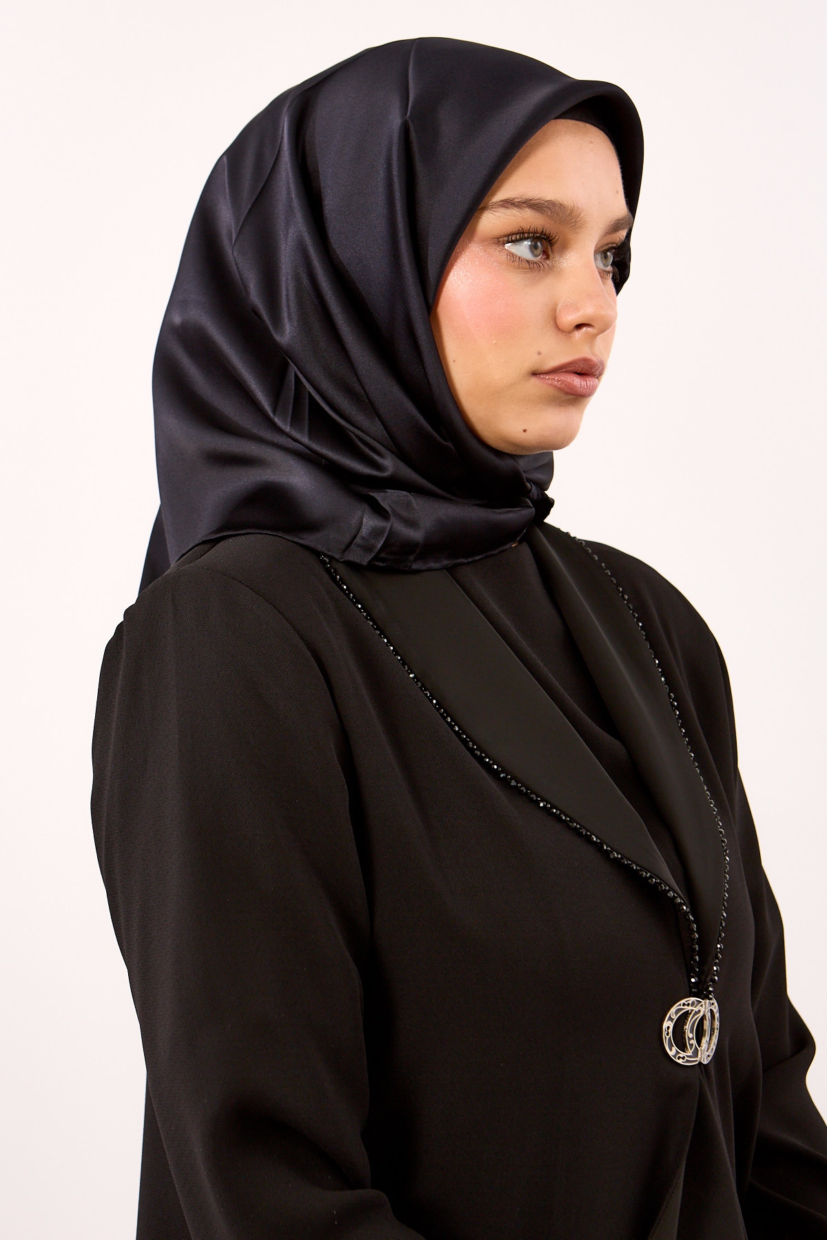 Sade İpek Eşarp 90*90 Sura Kumas - Lacivert - 2