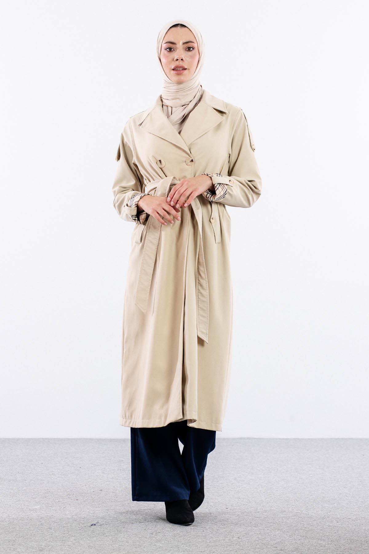T1581 Trenç Kap 38-46 42 Cıft Burberry Astar - Bej - 1