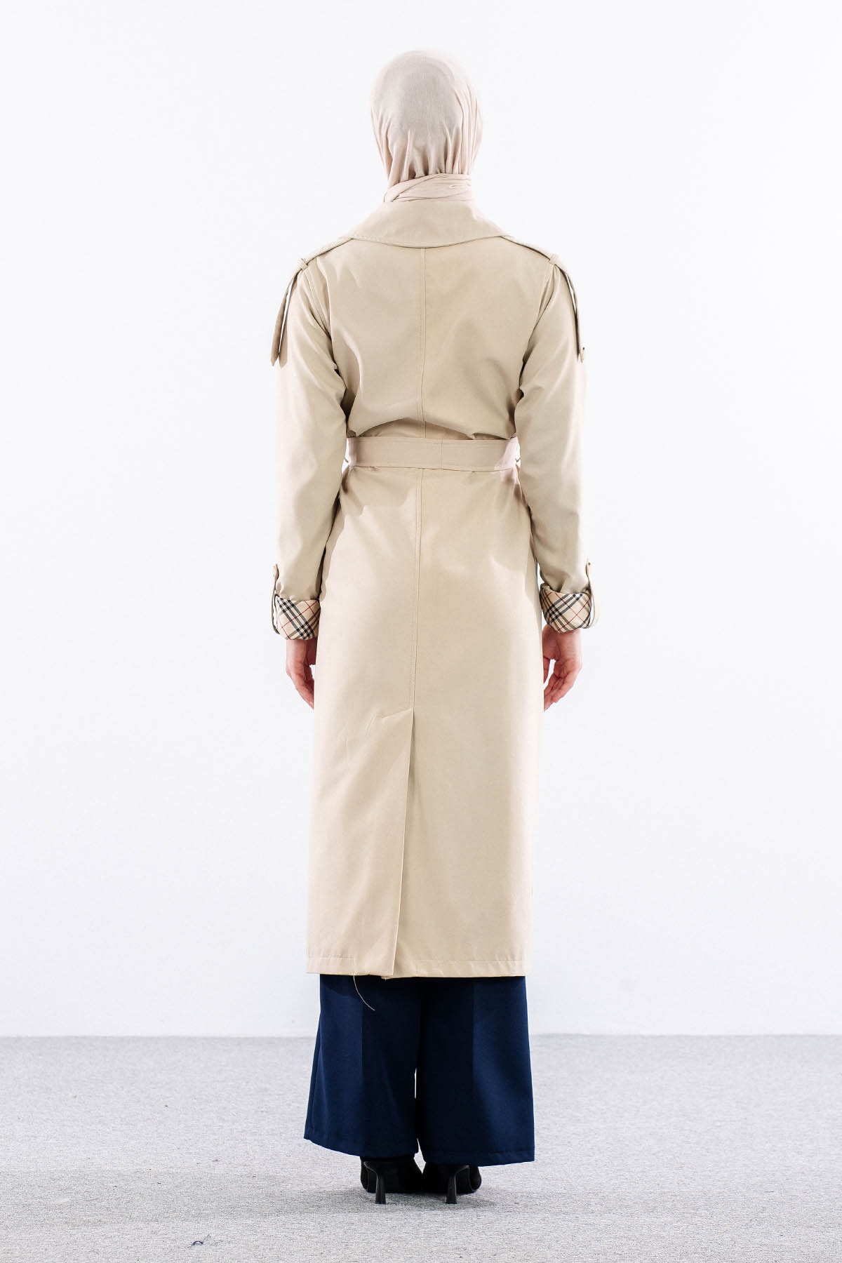 T1581 Trenç Kap 38-46 42 Cıft Burberry Astar - Bej - 5